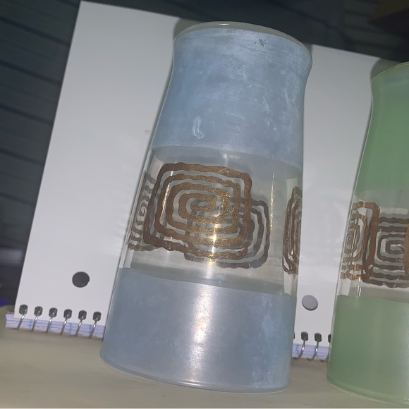 (2) Vintage Barware MCM Frosted Cocktail/Juice Glass with Gold Greek Key Design - Picture 5 of 6